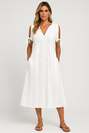 Robe Zoe Midi en Dentelle – Élégance Décontractée