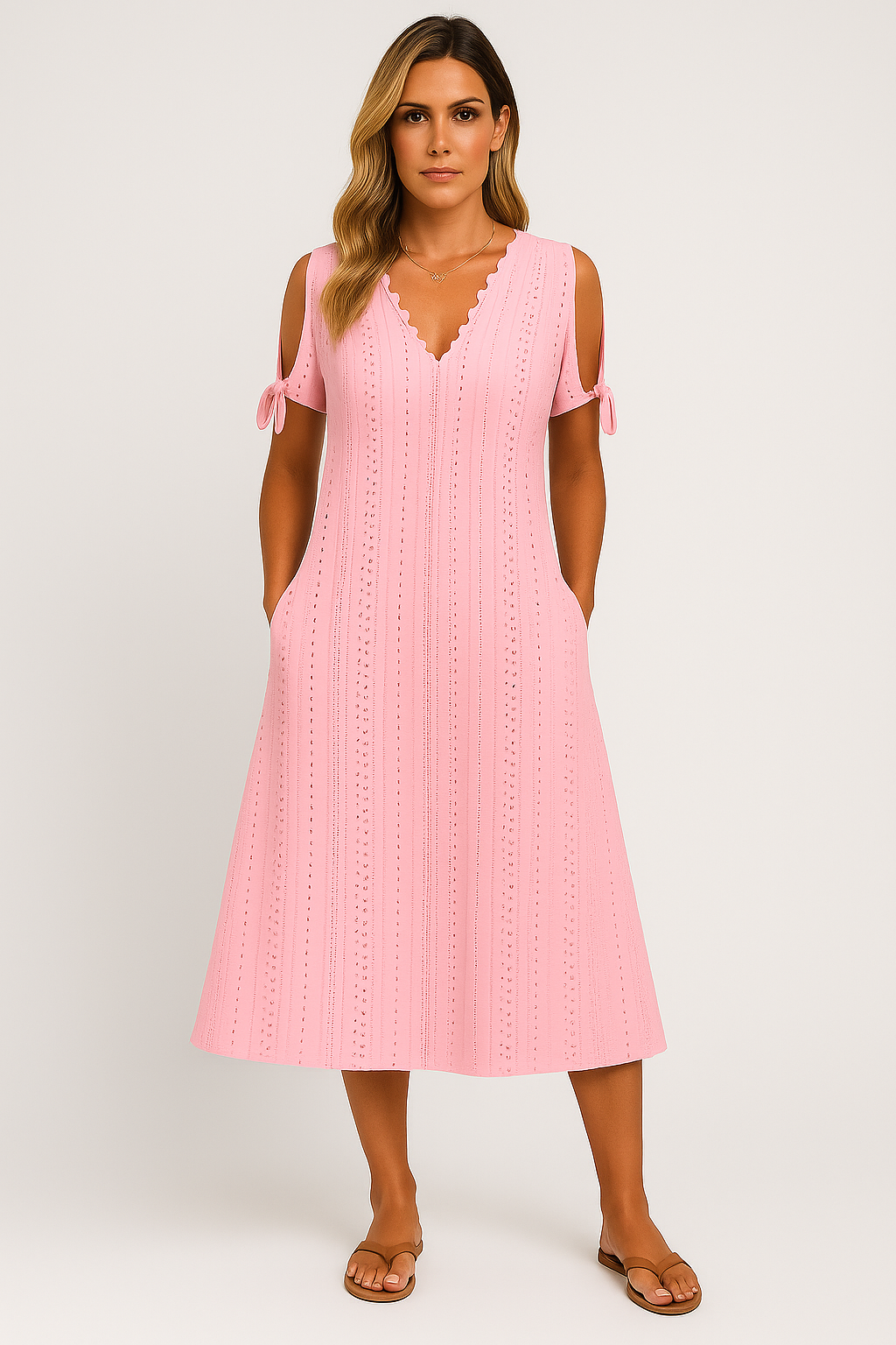 Robe Zoe Midi en Dentelle – Élégance Décontractée