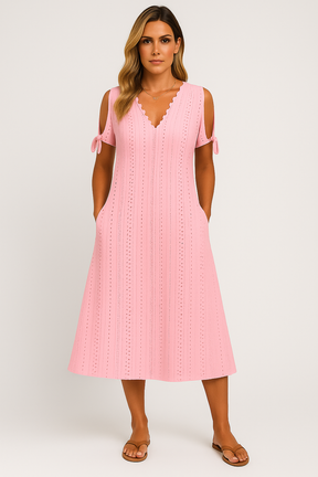 Robe Zoe Midi en Dentelle – Élégance Décontractée