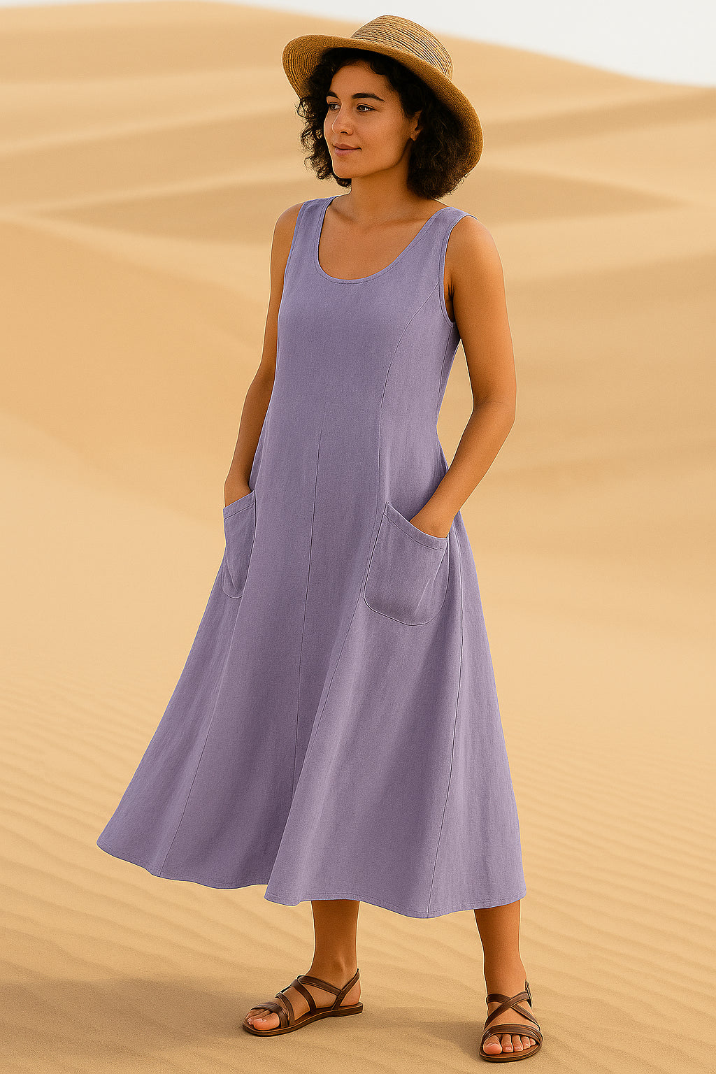 Robe Midi Isadora – Élégance Décontractée avec Poches