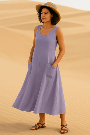 Robe Midi Isadora – Élégance Décontractée avec Poches