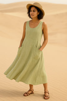 Robe Midi Isadora – Élégance Décontractée avec Poches