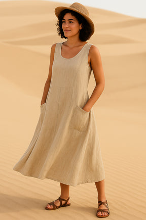 Robe Midi Isadora – Élégance Décontractée avec Poches