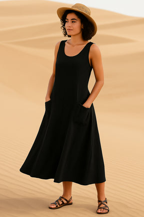 Robe Midi Isadora – Élégance Décontractée avec Poches