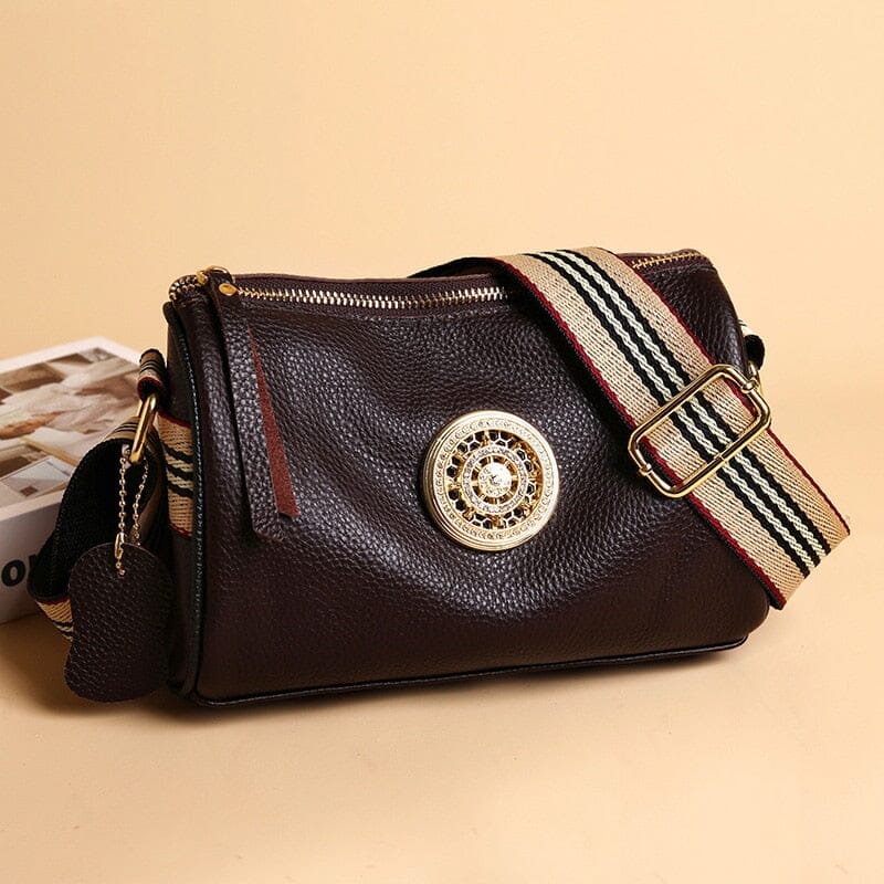Sac Marie en Cuir Véritable – Bandoulière Rayée